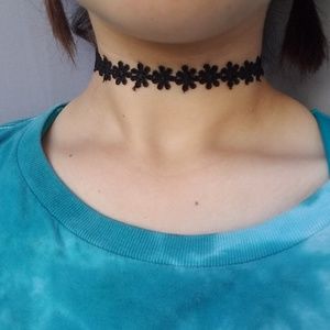 Black flowery choker